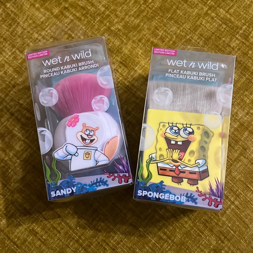 spongebob x wet n wilds make up brushes (sandy and spongebob)